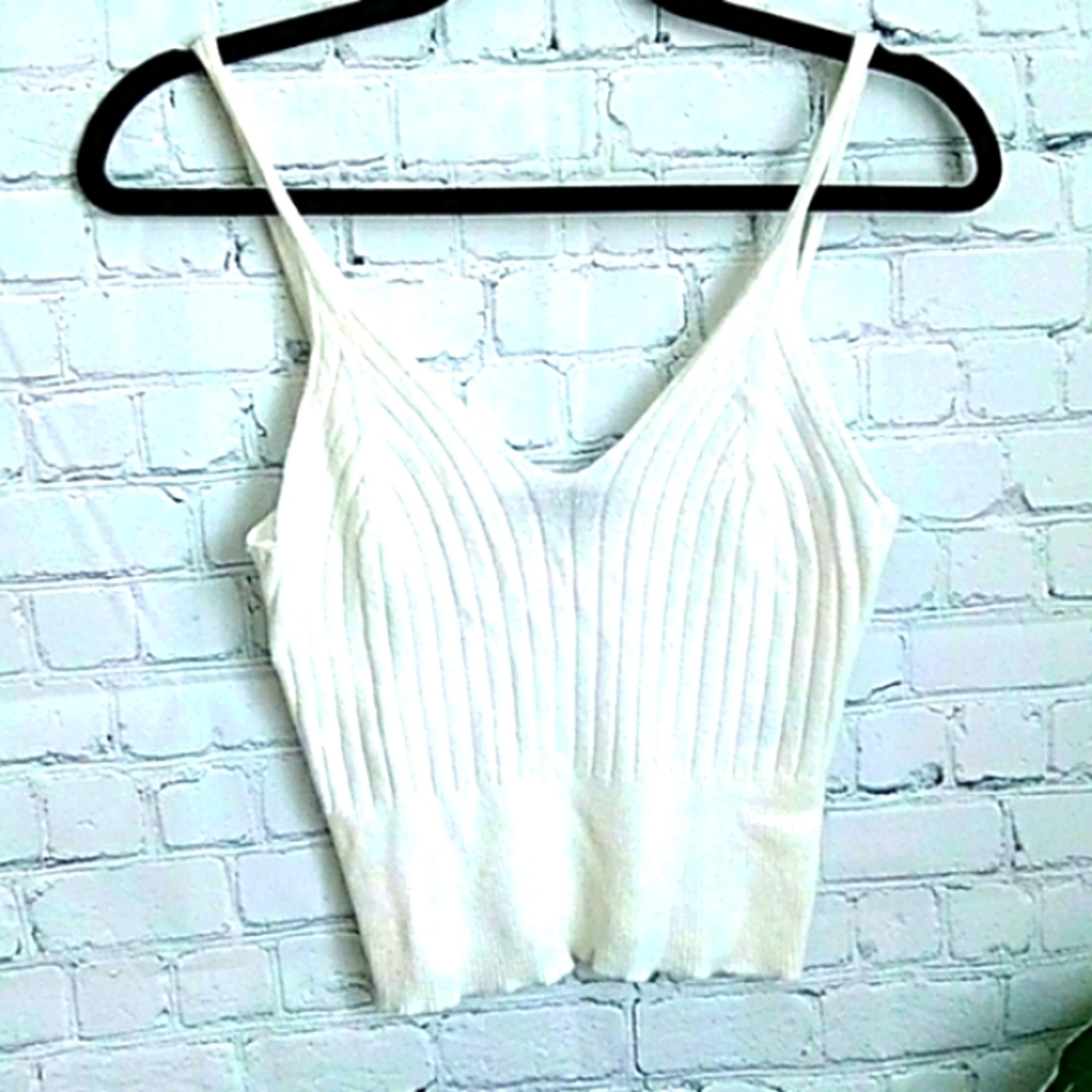 Rib Knit Strappy Crop Top_ Women's